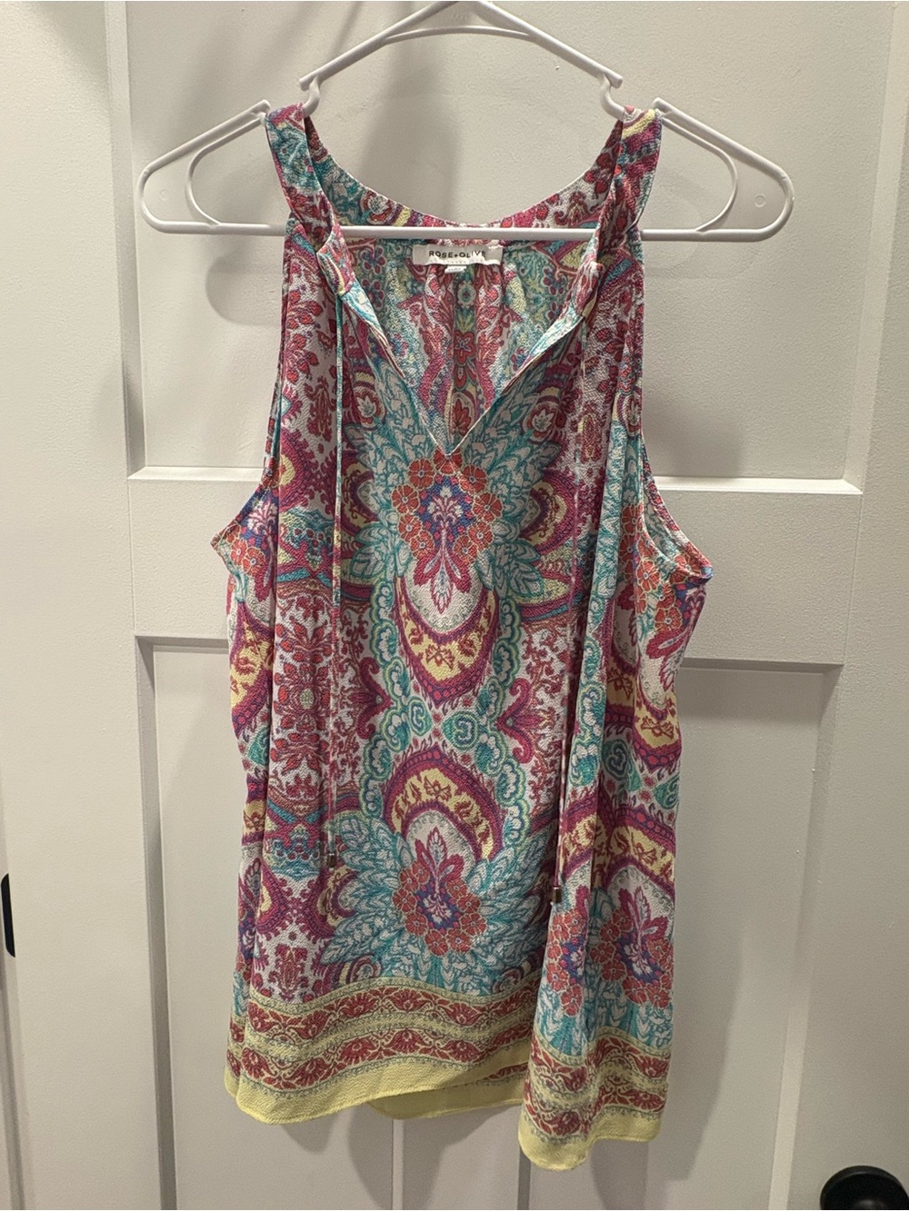 Rose & Olive Multicolor Paisley Racerback Tank